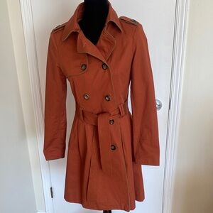 Pink Martini Terracotta belted Trench Coat Size X-Small will fit Small to Medium